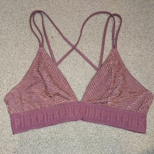 Victoria's Secret PINK mauve & gold sexy Strappy bralette - XS - plunge